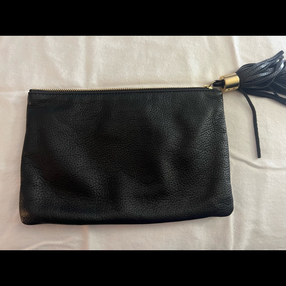 Black pebble leather G.I.L.I. Clutch